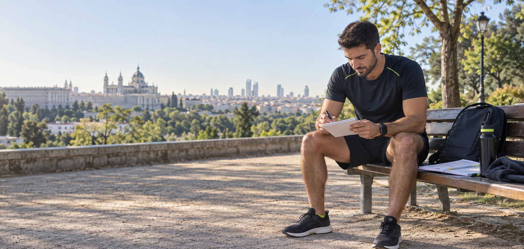 Aspirante combinando estudio y preparación física para Policía Municipal de Madrid